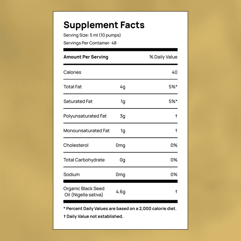 High Potency Cold-Pressed Organic Black Seed Oil with 3% Thymoquinone